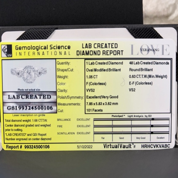 1.68 ct.t.w. Flawless Vera Wang LOVE Lab-Created Diamond Ring – Certified - Picture 4 of 7